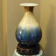 Sapphire Glazed Pear-shaped Vase with Flared Mouth Rim